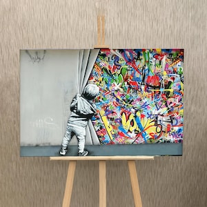 Banksy Artwork Glass Art, Street Life is Short Art, Framed Wall Art, Office Decor, Graffiti Dream Big Boy Poster, Living Room Glass Wall Art