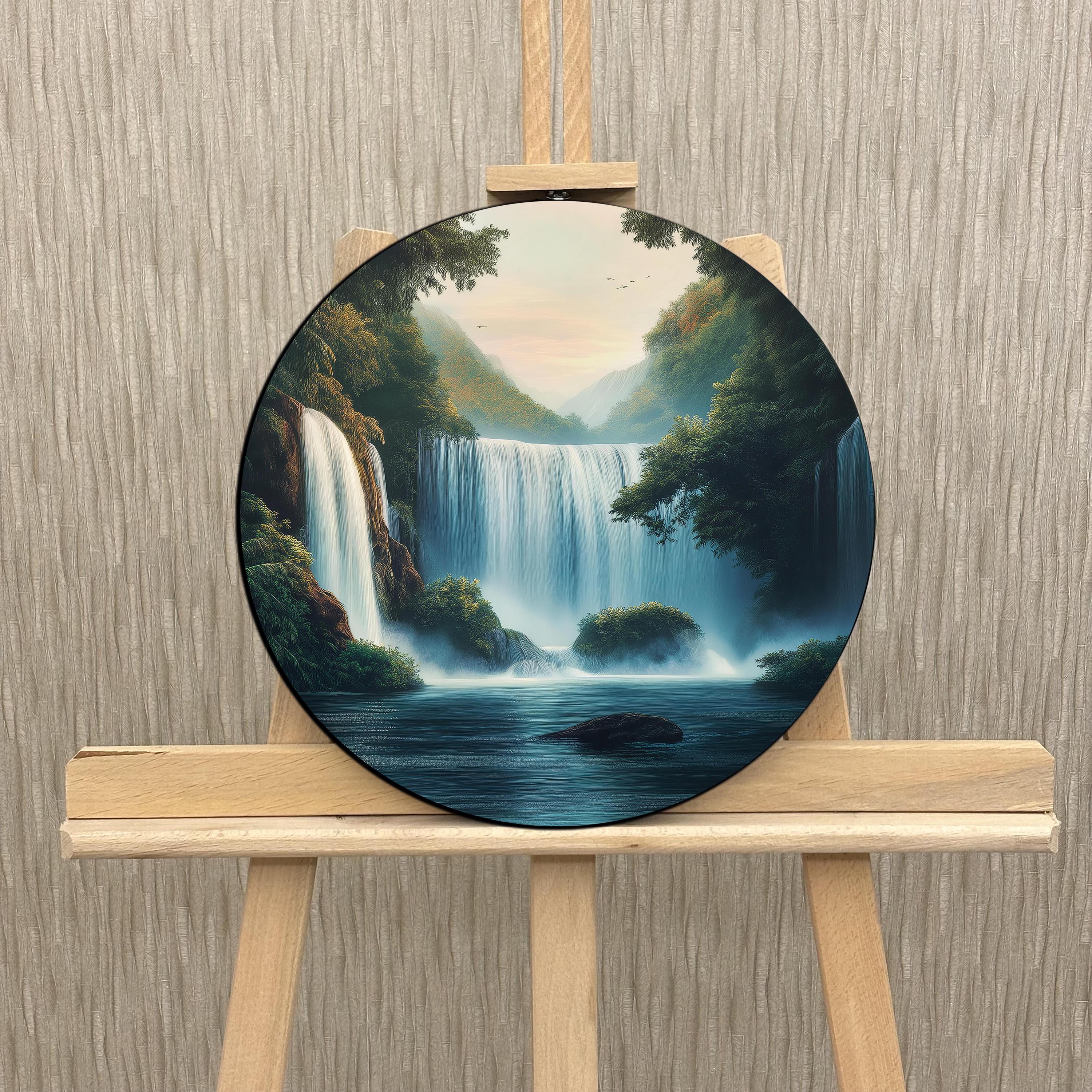 Tulup Impression sur Verre Trempé 100x50cm - Plastique Imprimés Tableau Décoration Déco Mural Moderne Design - Cascade Lac Nature Forêt