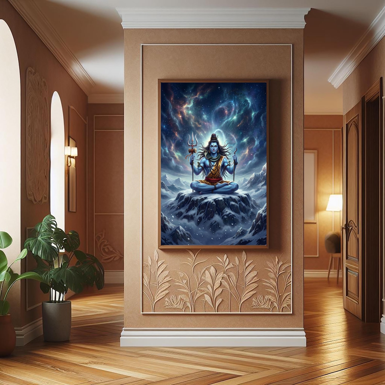 Lord Shiva UV Print Tempered Glass Wall Art Large Hindu God Home Decor ...