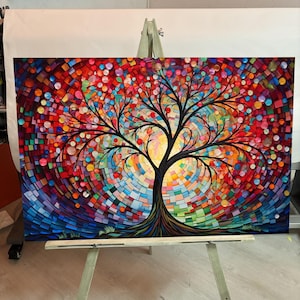 Stained Tree of Life Glass Tempered Glass Wall Art Decor, Stained Pattern, Life of Tree, Large Wall Art, Wall Hangings,Stained Pattern Image