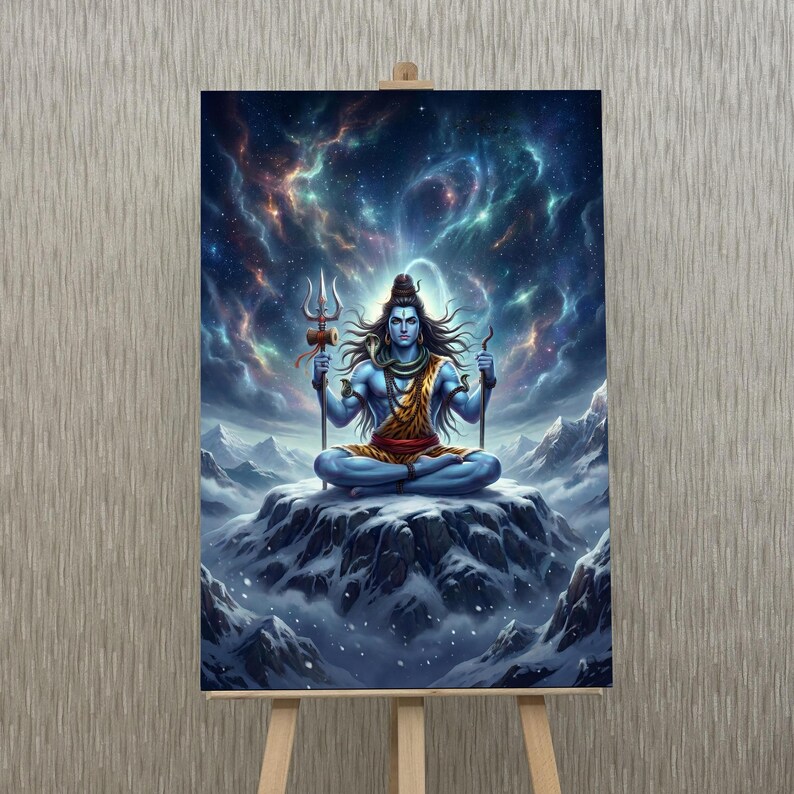 Lord Shiva UV Print Tempered Glass Wall Art Large Hindu God Home Decor ...