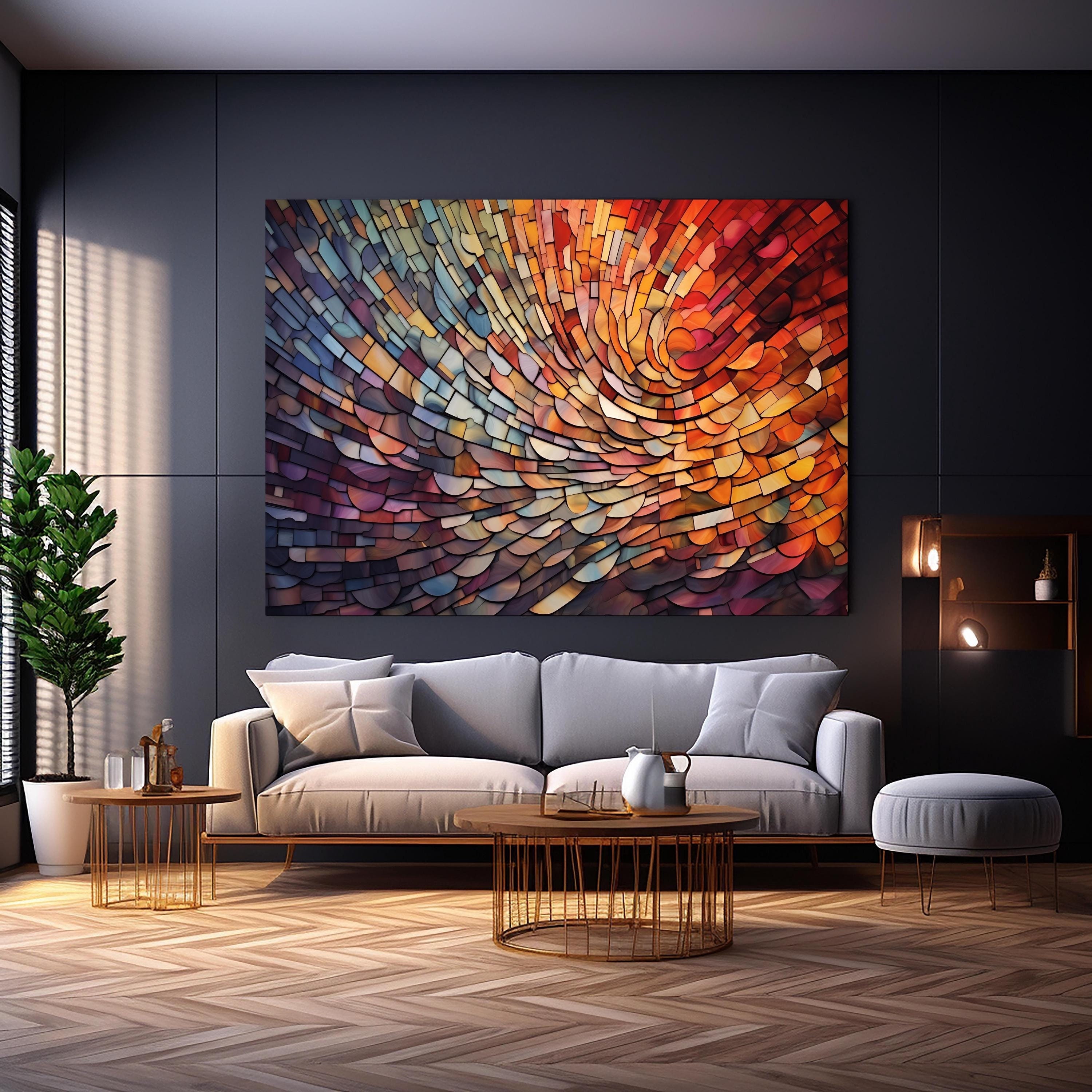 Tempered Glass Mosaic Wall Art, Extra Large Wall Art, Vivid Wall Decor