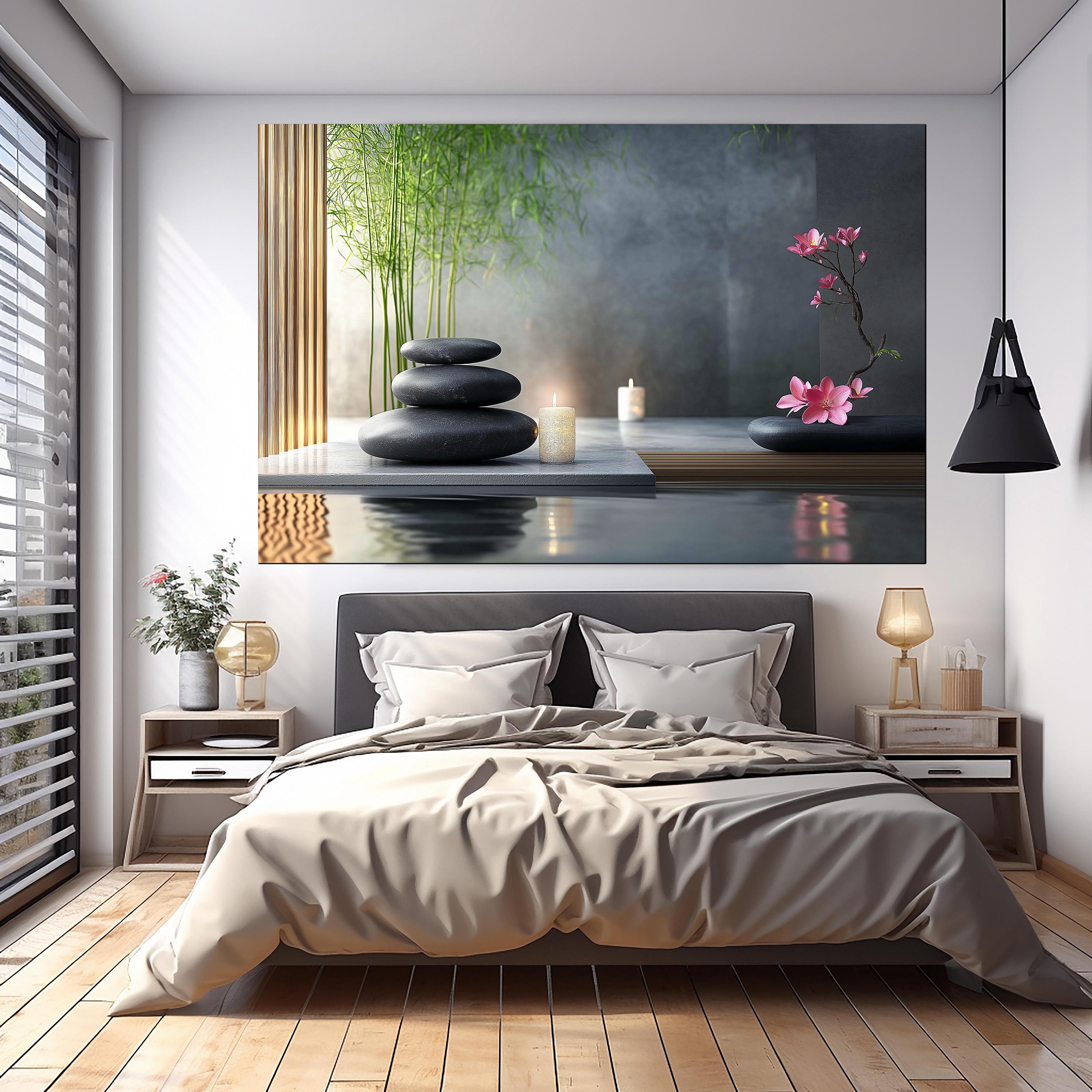 Zen Stones Wall Art, Zen Spa Tempered Glass Wall Decor, Spa Glass Art ...