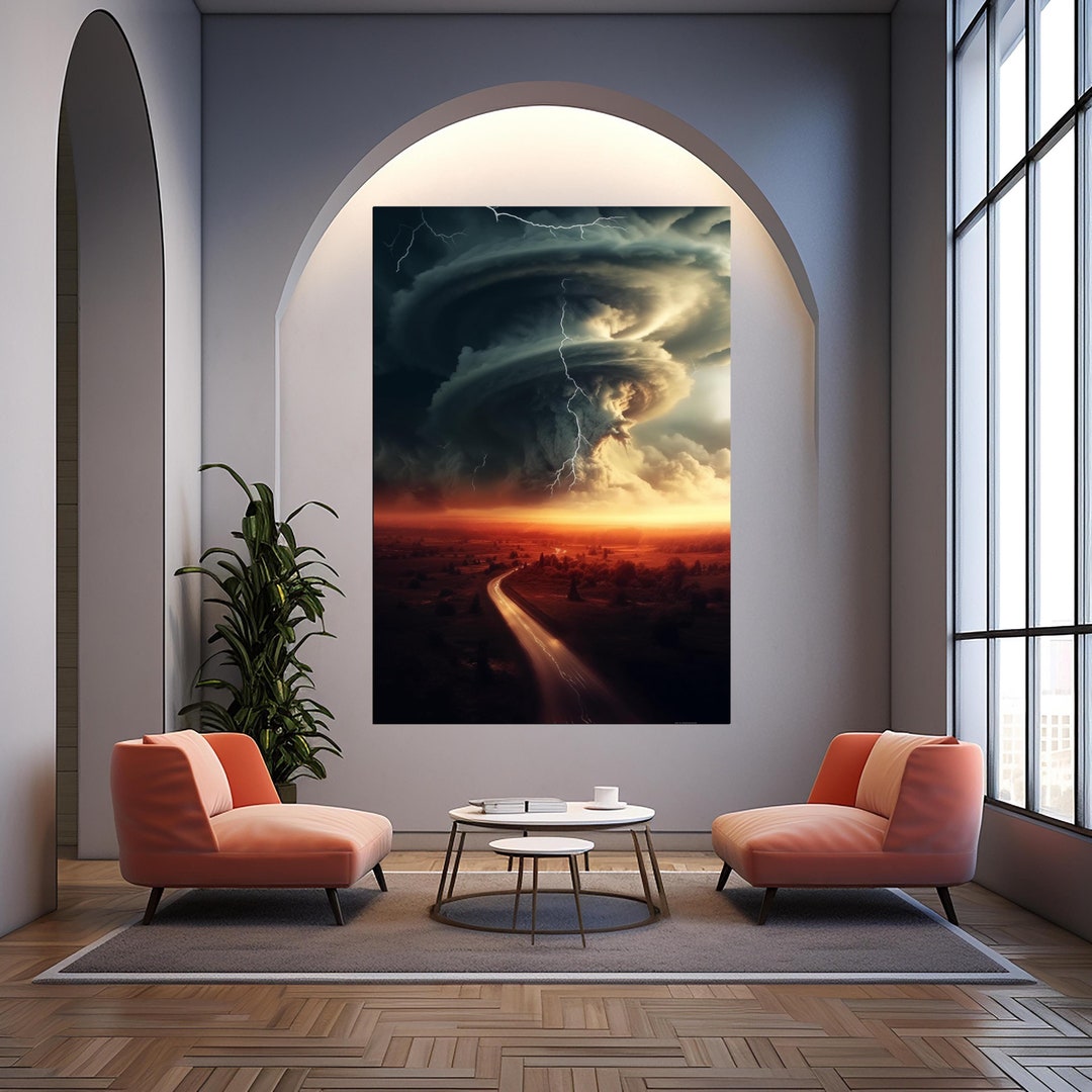 Desert Tornado Wall Art, Tempered Glass Wall Art, Wall Decor, Home ...