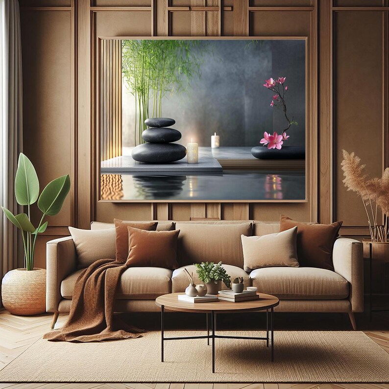 Zen Stones Wall Art, Zen Spa Tempered Glass Wall Decor, Spa Glass Art ...