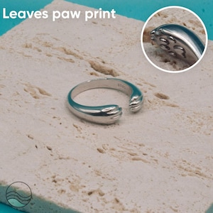 Sterling Silver Cat Paw Ring • Adjustable Hug Ring for Cat Lovers • Pet Memorial Jewelry • Cat Mom Gift • Paw Print Ring • Dog paw ring