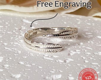 925 Solid Sterling Silver Angel Feather Ring | Guardian Angel Ring | Personalized Angel Ring | Angel Feather Ring | Guardian Angel Gift