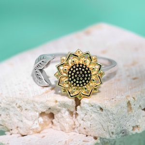 Sunflower Anxiety Ring | Spinning Distraction Ring | Sunflower Fidget Ring | Fidget Ring Woman | Stress Ring | Worry Ring | Calming Jewelry