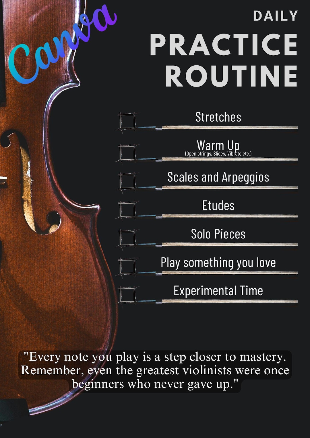 Violin Daily Practice Routine Template - Etsy