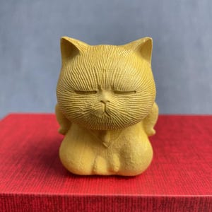 Handcrafted Wooden Cat Sculpture
