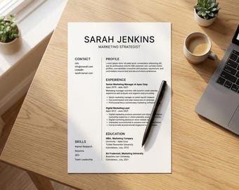 Modern Resume Template | Editable Google Docs Resume | ATS Resume | Simple Clean CV Design | Word Resume | Instant Download