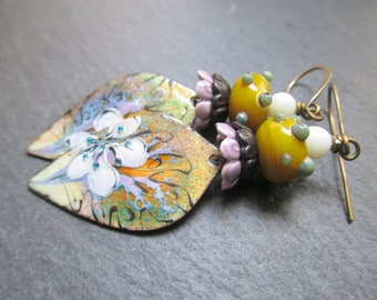 celestial jewelry hippie jewelry beachy earrings Copper enameled black and white sun earrings enameled earrings black and white jewelry