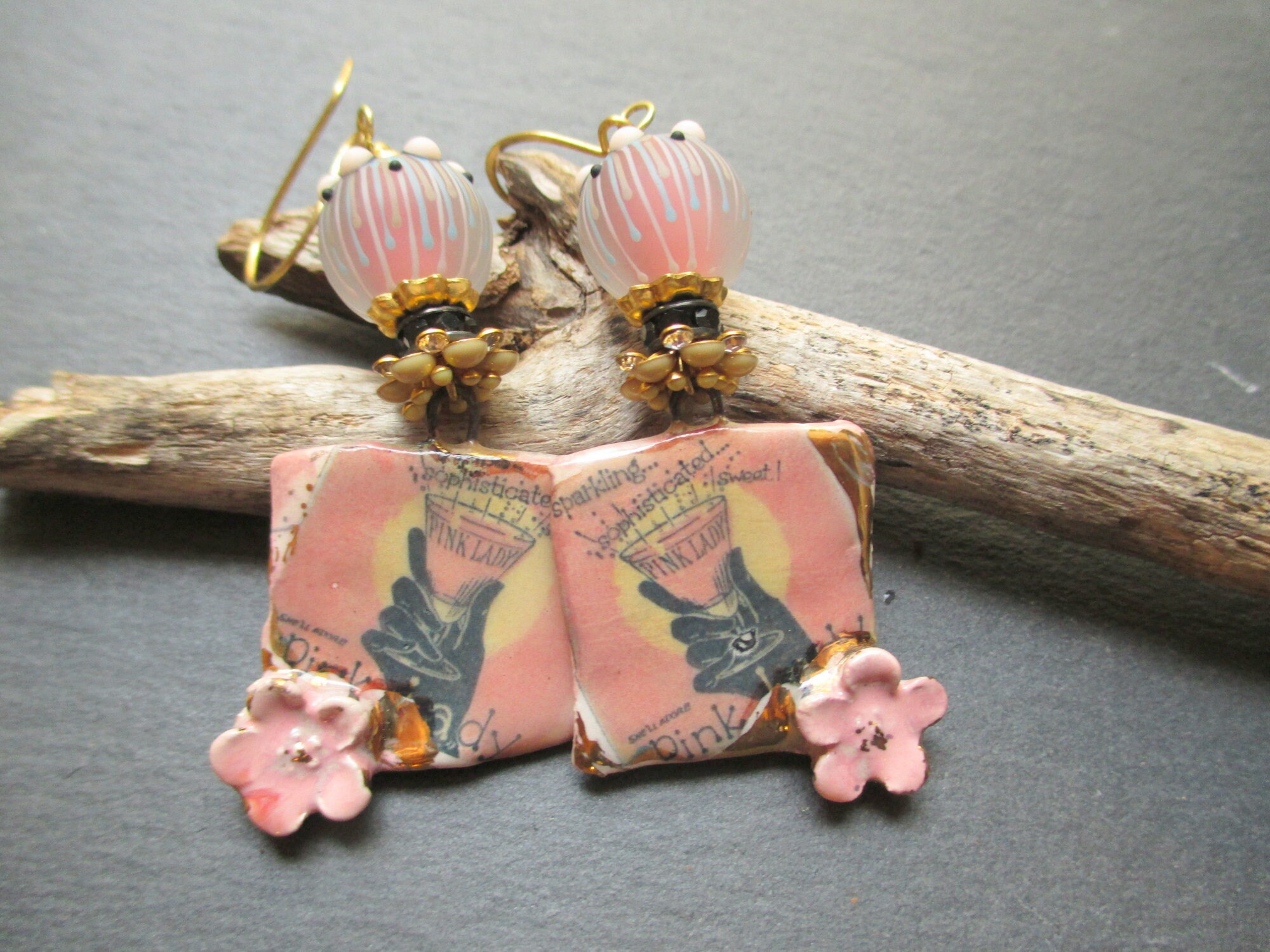 Pink lady earrings clearance