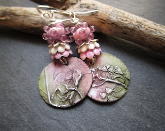 Spring Awakenings Ceramic Earrings, First Blooms Ceramic Dangles, Soft Pastel Ceramic Dangles, Gift for Her, ThreeWishesStudio