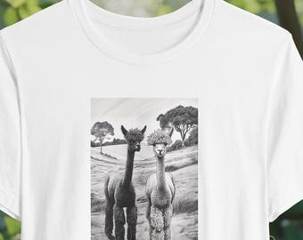 Alpaca Parade Unisex Tee, Funny Alpacas Graphic Shirt, Animal Lover Gift Ideas, Cute Alpaca Print Top, Alpaca Lover Tee, Alpaca Fan Apparel