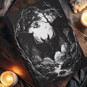 Monster Bat Hard Backed Journal, Creature Animal Notebook, Halloween Sketchbook, Spooky Writing Journal, Gothic Diary, monster creature