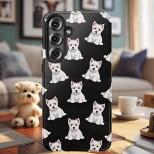 Cute Westie Dog Pattern Phone Case, Cute Pet Lover Gift, Tough Phone Cover, Custom Animal Case, Dog-Themed Accessory, Highland Westie
