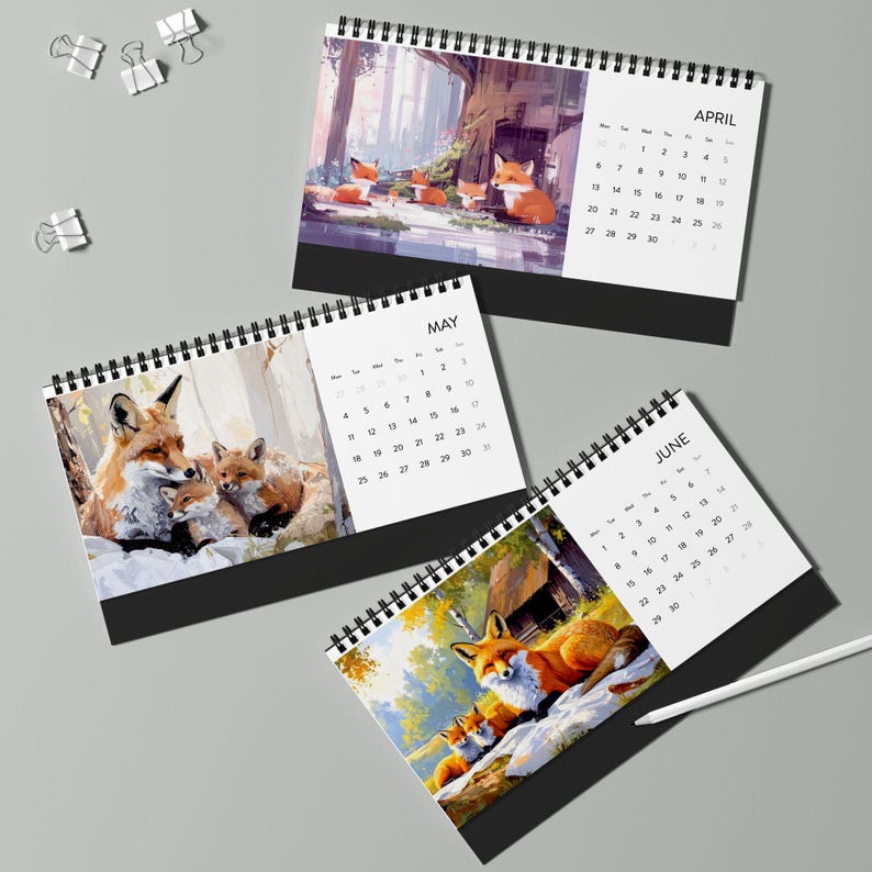 Family Foxes 2026 Desk Calendar, Cute Fox Planner, Office Décor, Pet ...