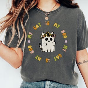 Funny Ghost Cat Shirt, Cute Ghost Cat Shirt, Halloween Cat Shirt, Black Cat Shirt, Cat Lover Shirt,Ghost Cat shirt,Retro Spooky Season Shirt