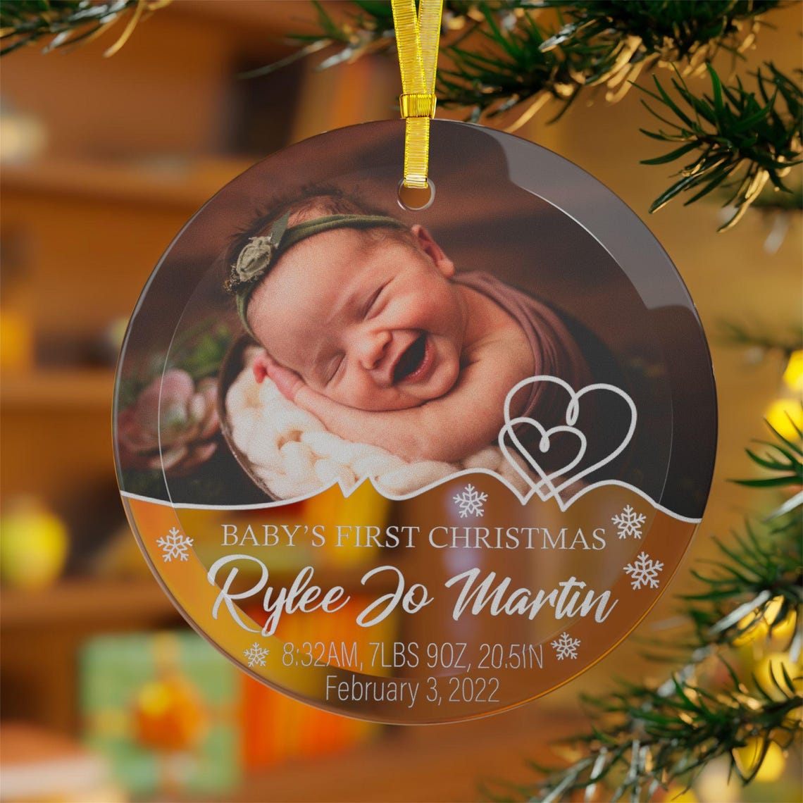 Baby's First Christmas Glass Ornament, Personalized Photo Ornament ...