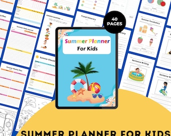 Agenda d'activités estivales pour enfants : classeur d'apprentissage imprimable de 40 pages (téléchargement PDF)