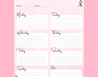 Minimalist Weekly Planner Printable: Floral Desk Organizer (Digital Download)