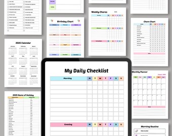 Chore Chart for Kids, Reward, Allowance, Screen time, School Routine, Behavior Chart, Consequences, Daily Checklist, Weekly Responsibility