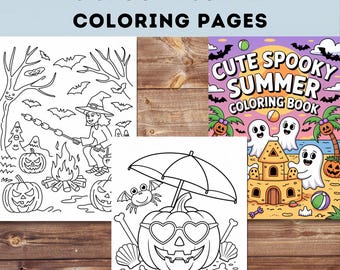 Spooky Summer Coloring Pages – 70 Kawaii Halloween Beach Designs (PDF)