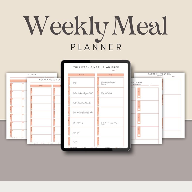 Printable Weekly Meal Planner: Food Diary & Grocery List (a4/a5/letter ...