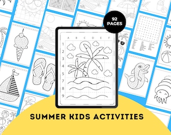 Summer Kids Activity Bundle: 92 Printable Coloring Pages & Games (PDF)