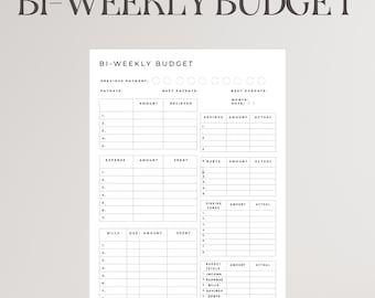 Bi-weekly Budget Planner: Editable Finance Tracker (PDF Printable)
