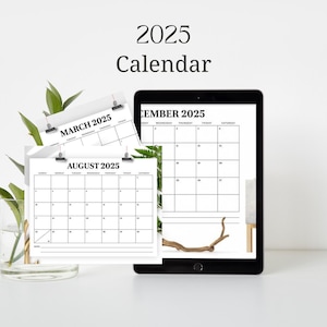 Kalender 2025, afdrukbare planner 2025, maandkalender 2025,2025 kalender LUXE zondag en maandag start maandelijkse planner wandkalender