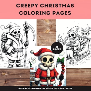 Creepy Christmas Coloring Book: 35 Spooky Holiday Designs (PDF Printable)