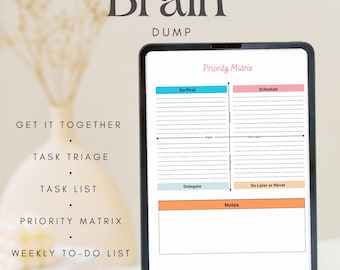 Brain Dump Template Bundle: ADHD Daily Planner (PDF Printable)