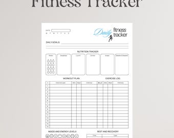Printable Fitness Tracker, Workout Planner, Health Journal (Digital Download)