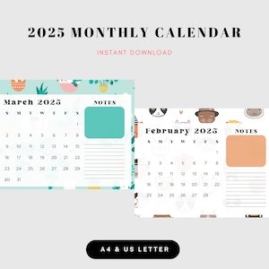 2025 Calendar Printable, Monthly Calendar 2025, Monthly Planner 2025,2025 Calendar 2025 Monthly Planner Landscape Elegant