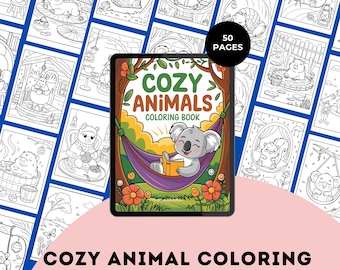 Cozy Animals Coloring Book – 50 Kawaii Pages (PDF)