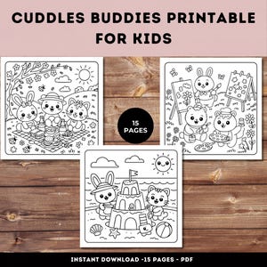 Kawaii Animals Coloring Pages: Cuddles Buddies Printable Activity (PDF Download)