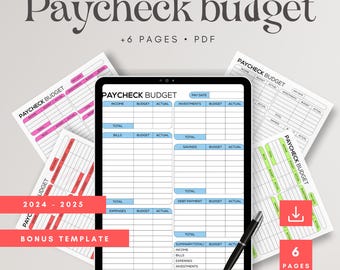 Paycheck Budget Planner: Printable Monthly Budget Tracker (Digital Download)
