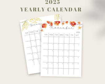 Calendário Mensal 2025 para Imprimir: Design Minimalista (PDF)