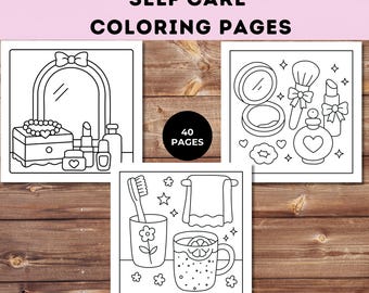 Self-Care Coloring Book for Adults: Relaxing Illustrations (Printable PDF 8.5x8.5)
