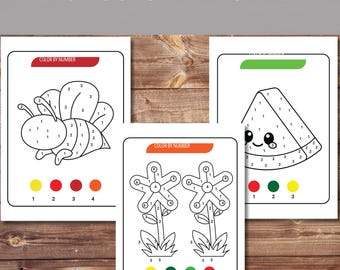 Dibujos fáciles para colorear por números para niños, actividades preescolares (descarga en PDF)