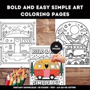 Minimalist Scenery Coloring Pages: Simple Art Designs (PDF Download A4/A5/US Letter)