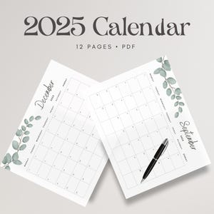 2025 Calendar Printable, Monthly Calendar 2025, Monthly Planner 2025