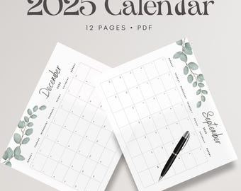 Calendário Mensal 2025 para Imprimir: Agenda Minimalista (PDF)