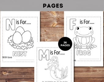ABC Baby Shower Coloring Book: 26 Alphabet Pages (Printable PDF)