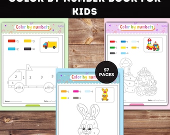 Color by Number Book: 57 Fun Coloring Pages for Kids (PDF Download)