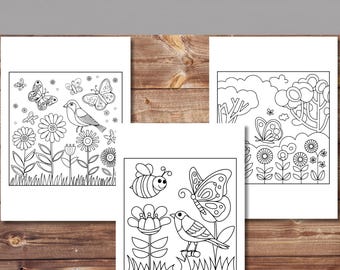 Easy Spring Coloring Pages, Kids Activity Printables (PDF)