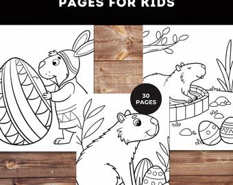 Capybara Easter Coloring Pages for Kids – 30 Cute Animal Printables (PDF)