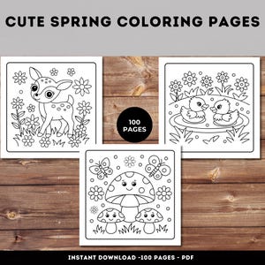Spring Coloring Pages-Spring Coloring Pages for Kids - Digital Download Printable PDF - Cute Spring Activity Book-Instant Download